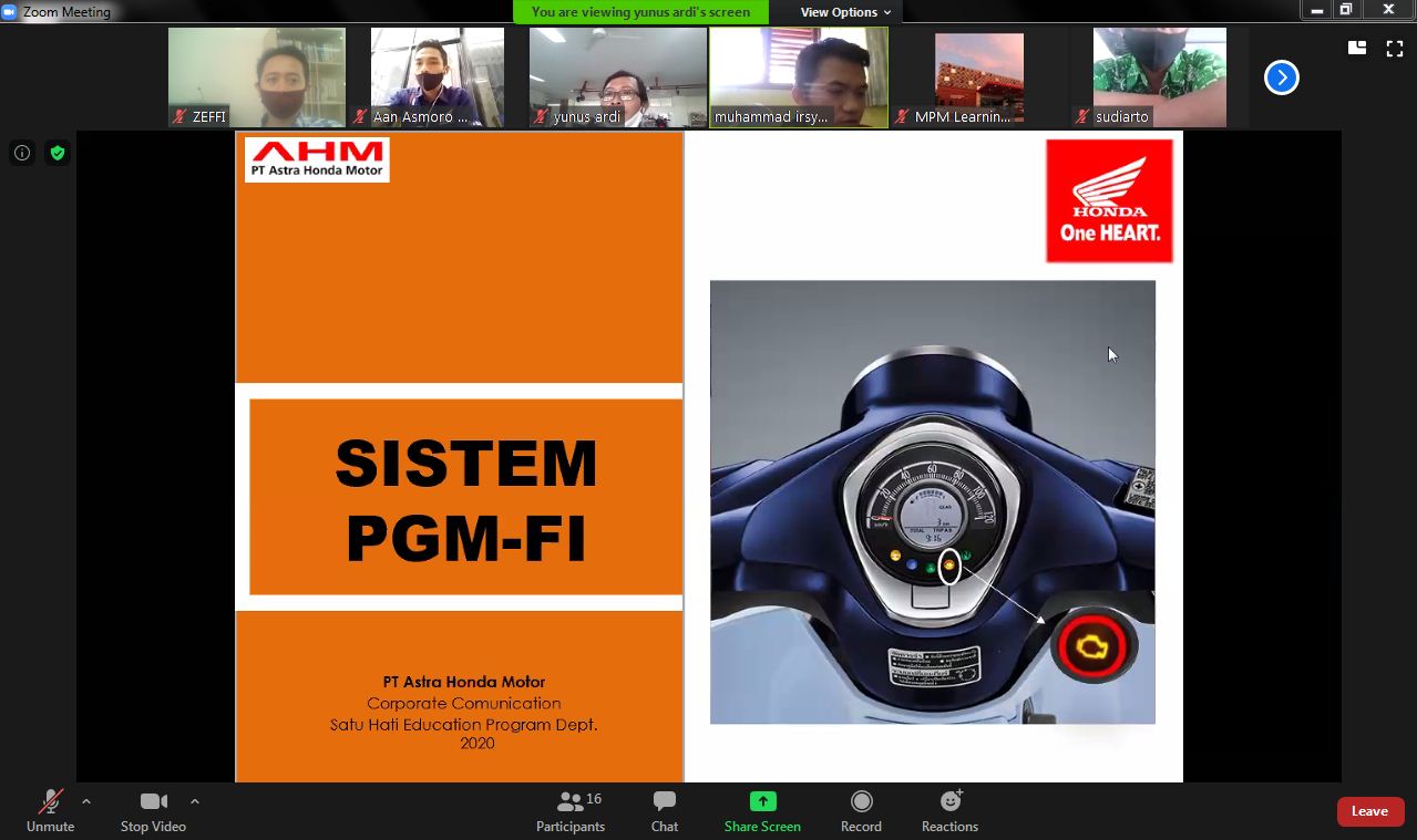 MPM Honda Jatim Adakan Kontes Regional Guru SMK TBSM Melalui Virtual.